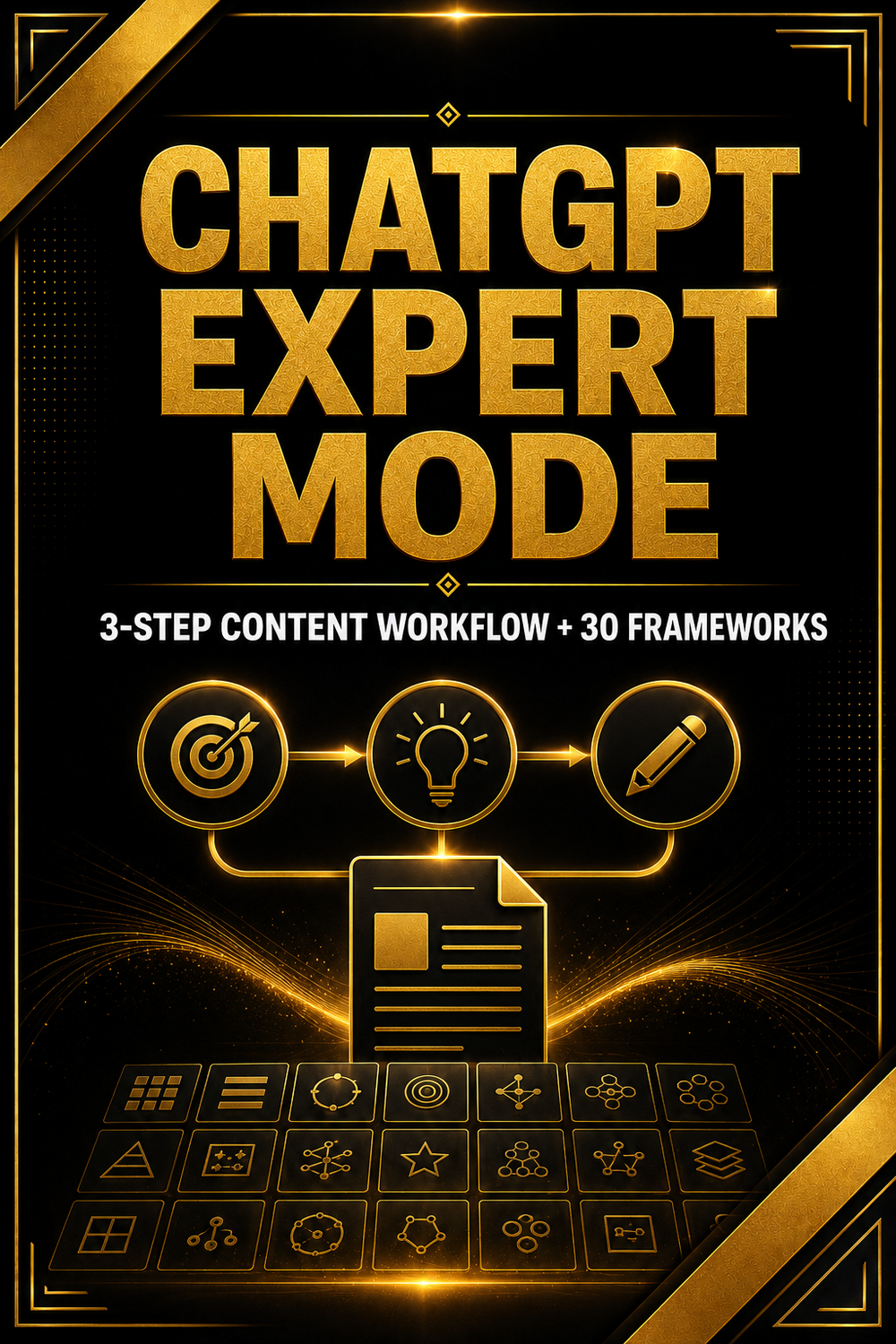 ChatGPT Expert Mode — three-step content workflow plus 30 frameworks